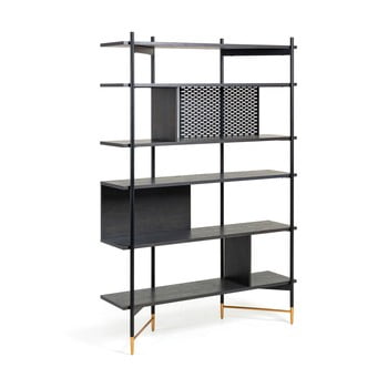 Bibliotecă la forma norfort, înălțime 177 cm, negru