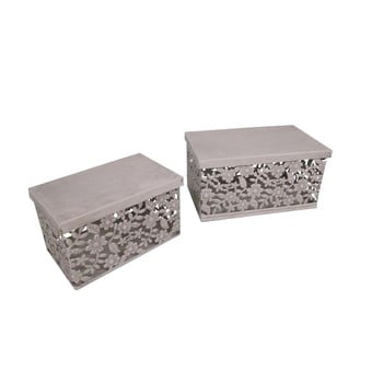 Set 2 cutii metalice antic line vintage flowers