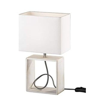 Veioză din lemn și pânză trio tick, înălțime 34 cm, alb