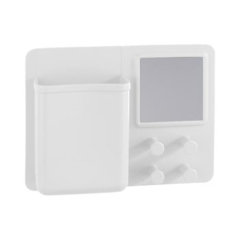 Organizator din silicon de perete cu oglindă wenko ampio, alb