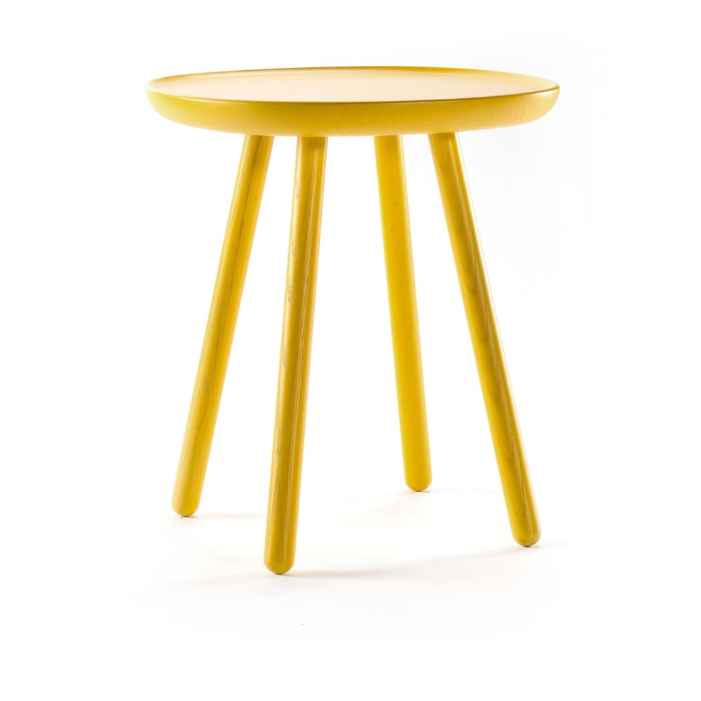 Žlutý odkládací stolek z masivu EMKO Naïve, ø 45 cm
