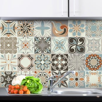 Set 24 autocolante de perete ambiance cement tiles rumba, 20 x 20 cm