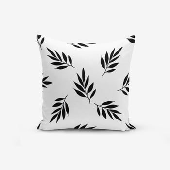 Față de pernă cu amestec din bumbac Minimalist Cushion Covers Black White Leaf, 45 x 45 cm, negru - alb