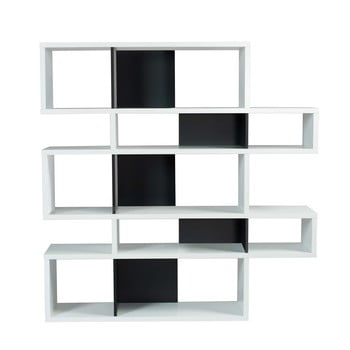 Bibliotecă cu detalii negre temahome london, înălțime 160 cm, alb