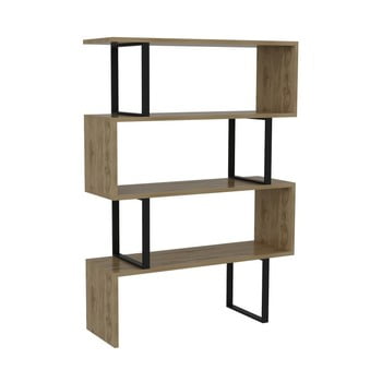 Bibliotecă în decor de lemn de stejar cu detalii negre adriana black