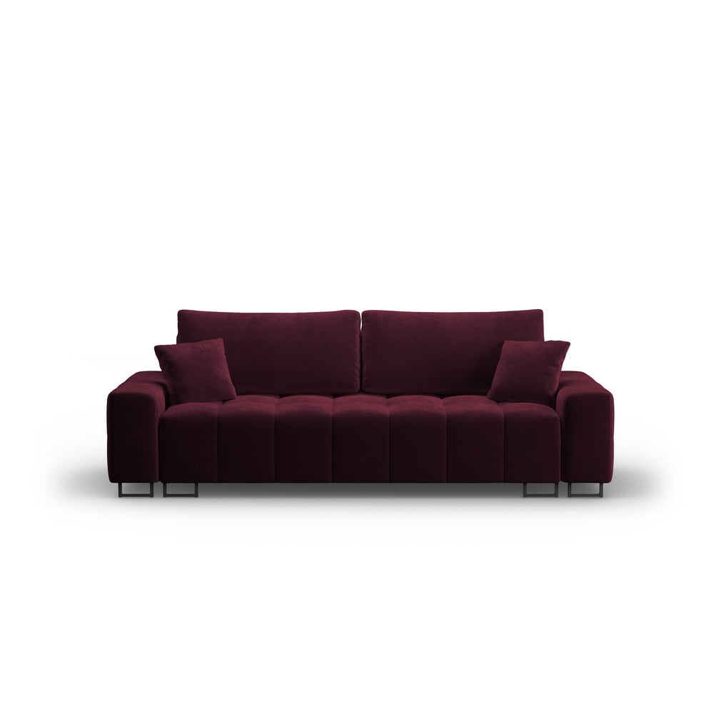 Vínová sametová rozkládací pohovka s úložným prostorem  250 cm Wicklow – Cosmopolitan Design
