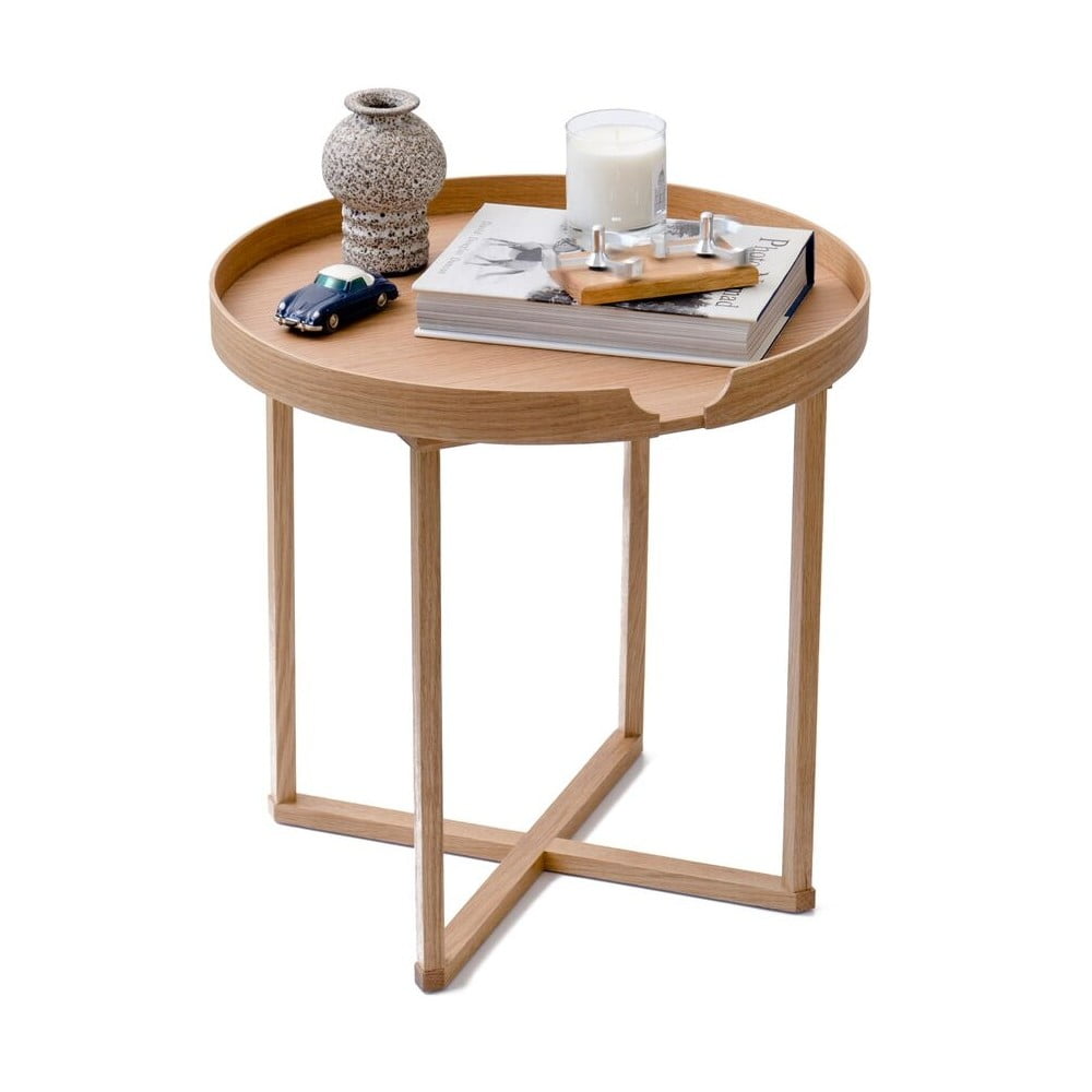 Odkládací stolek z dubového dřeva s odnímatelnou deskou Wireworks Damieh, 45x45 cm
