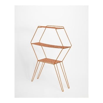 Raft metalic surdic estanteria de pie hexagon, arămiu