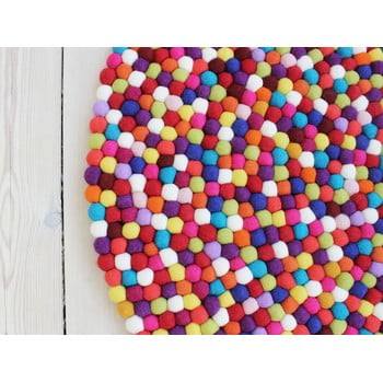Covor cu bile din lână wooldot ball rugs, ⌀ 120 cm, roșu închis
