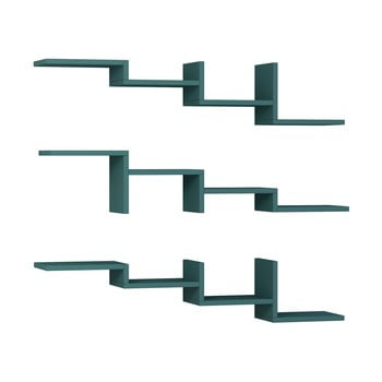 Set 3 rafturi de perete homitis step, turcoaz