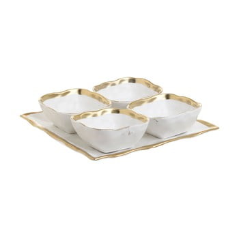 Set 4 boluri din porțelan cu farfurie inart