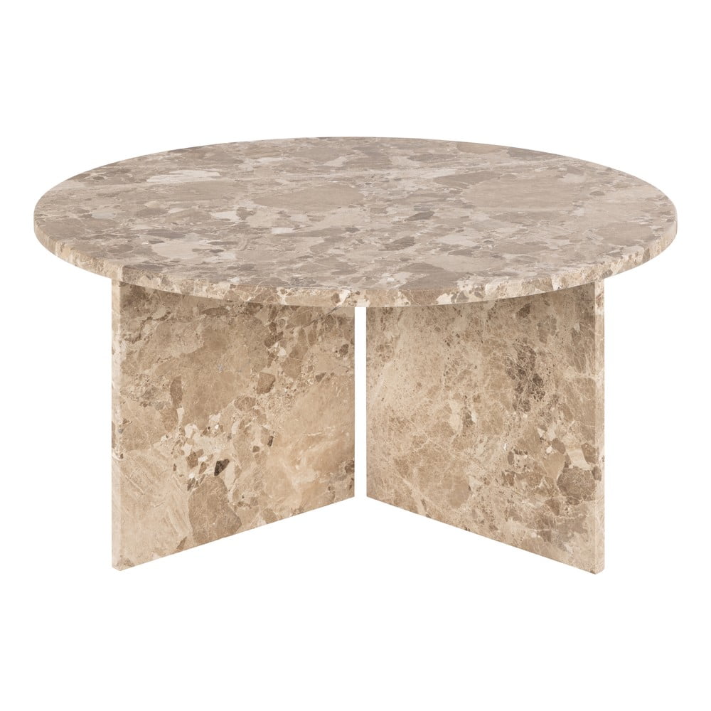 Světle hnědý mramorový kulatý konferenční stolek ø 90 cm Vega – Actona