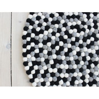 Covor cu bile din lână wooldot ball rugs, ⌀ 120 cm, alb - negru