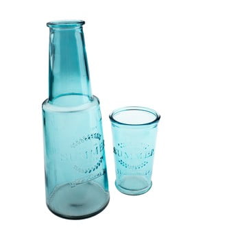 Carafă din sticlă cu pahar Dakls, 800 ml, albastru imagine