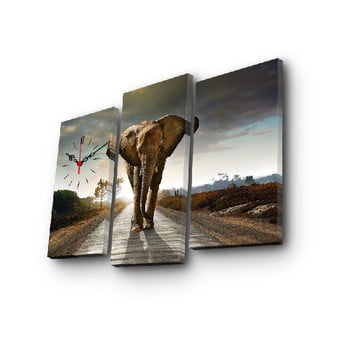 Ceas de perete cu imagine slon, 66 x 45 cm