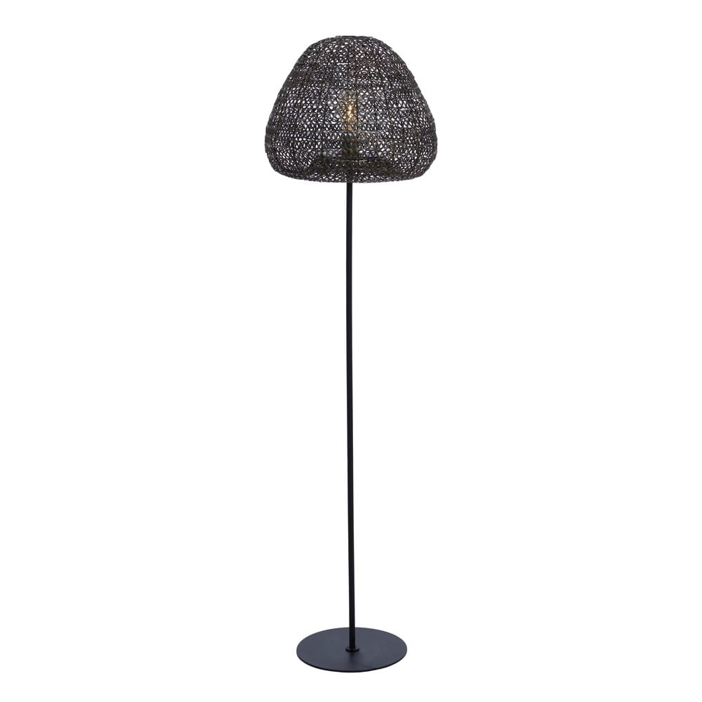 Stojací lampa s kovovým stínidlem v matně černo-bronzové barvě (výška 162 cm) Finou – Light & Living