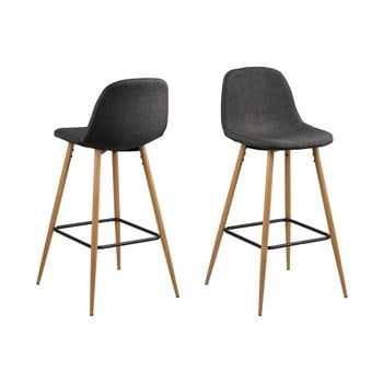 Scaun bar cu baza metalică în decor de stejar actona wilma, negru