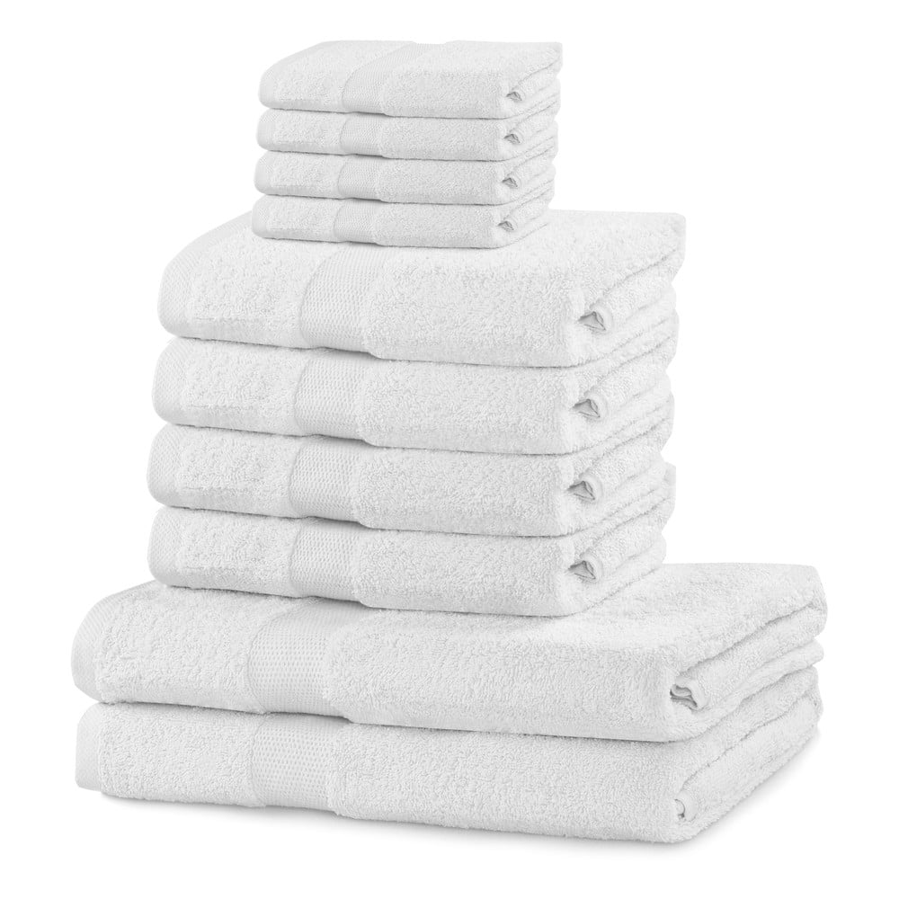 Set 8 bílých ručníků a 2 osušek DecoKing Marina White