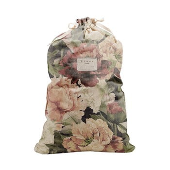 Săculeț textil pentru haine linen couture bag spring flowers, înălțime 75 cm