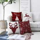 Sada 4 vánočních žinylkových povlaků na polštář Minimalist Cushion Covers Xmas Tartan, 55 x 55 cm