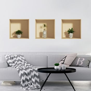 Set 3 autocolante cu efect 3d ambiance palms