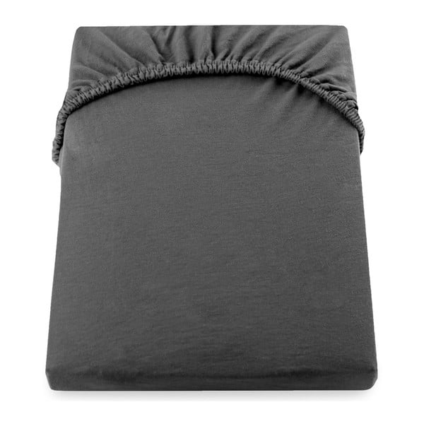 Tmavě šedé elastické džersejové prostěradlo DecoKing Amber Collection, 100/120 x 200 cm