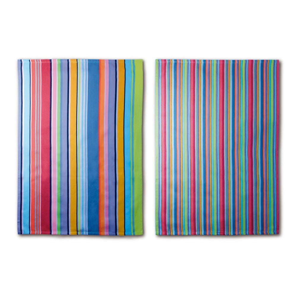 Sada 2 bavlněných utěrek Remember Purple Stripes, 70 x 50 cm