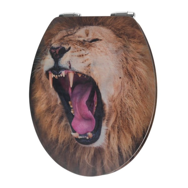 WC sedátko s 3D obrázkem a snadným zavíráním Wenko Lion, 44,5 x 38 cm