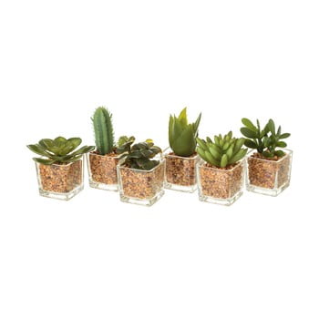 Set 6 decorațiuni artificiale unimasa, bej verde