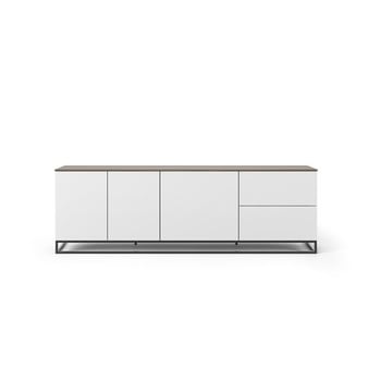 Masă tv cu blat în decor de lemn de nuc temahome join, 200 x 65 cm, alb mat