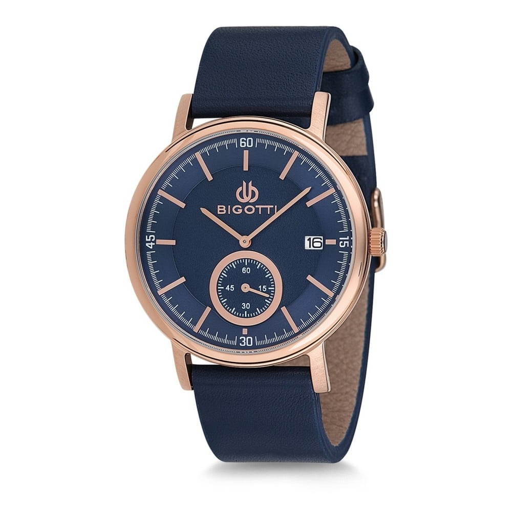 Pánské hodinky s modrým koženým řemínkem Bigotti Milano Oceanias