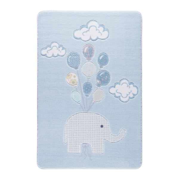 Dětský světle modrý koberec Confetti Sweet Elephant, 133 x 190 cm
