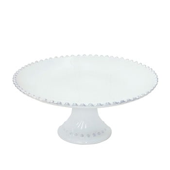 Platou cu picior di gresie ceramică Costa Nova Pearl, Ø 28 cm, alb