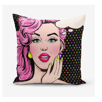 Față de pernă din amestec de bumbac minimalist cushion covers popart woman, 45 x 45 cm