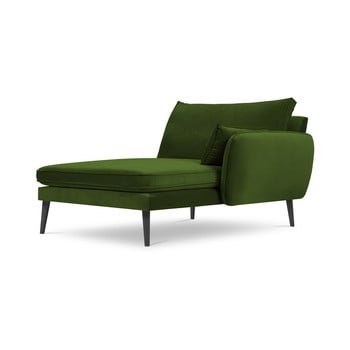 Șezlong cu tapițerie din catifea kooko home lento, colț pe dreapta, verde