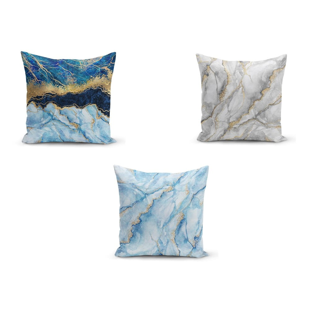 Sada 3 povlaků na polštáře Minimalist Cushion Covers Azuro Cassie, 45 x 45 cm