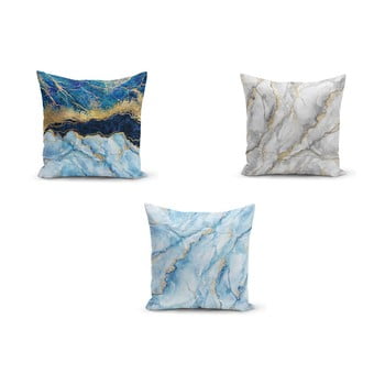 Set 3 fețe de pernă minimalist cushion covers azuro cassie, 45 x 45 cm
