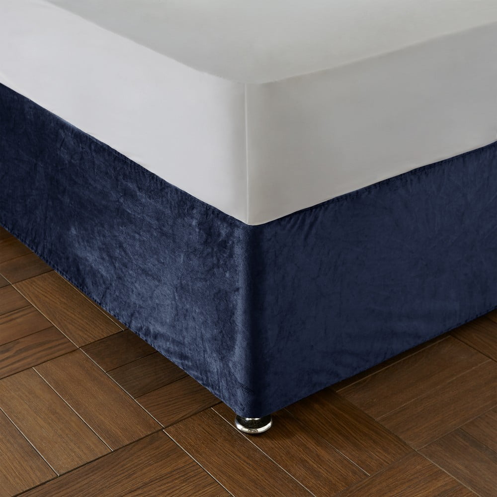Modrý napínací sametový potah na rám postele 152x198 cm Kingsley – Catherine Lansfield