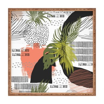 Tavă decorativă din lemn modern collage, 40 x 40 cm