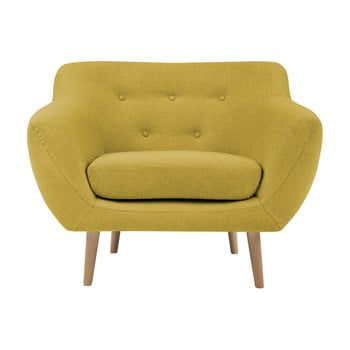 Fotoliu cu picioare de culoare deschisă Mazzini Sofas Sicile, galben