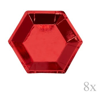 Set 8 farfurii din hârtie nevity red & white dots, ⌀ 12,5 cm, roșu
