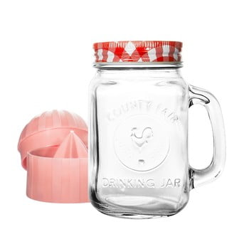 Recipient cu capac roșu și storcător mezzo detox