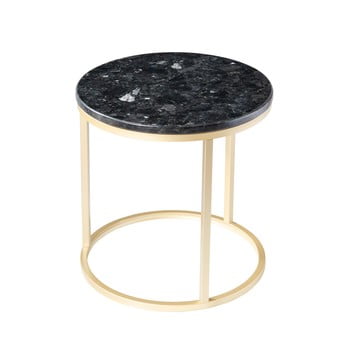 Masă cu structură aurie rge black crystal, ⌀ 50 cm, negru