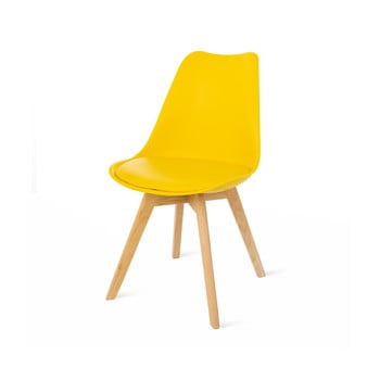 Scaun cu picioare din lemn de fag loomi.design retro, galben
